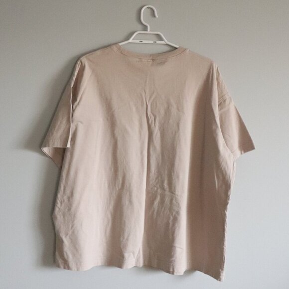 H&M Women's XL Cream Basic 100% Cotton Relaxed Fit Crewneck Short Sleeve T-Shirt - Picture 2 of 10